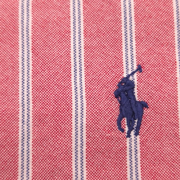 Ralph Lauren Custom Fit Striped Button Down Shirt Mens XL Red White Blue - Picture 6 of 8